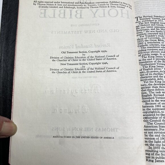 The Holy Bible RSV 1952 Thomas Nelson Revised Standard Version Black Leather - Picture 9 of 12